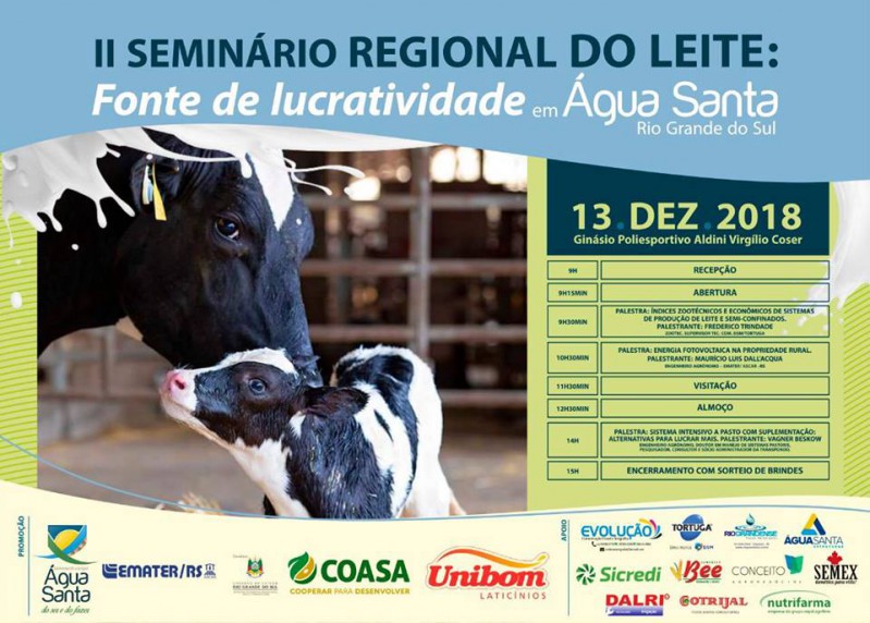 Seminário do Leite vai acontecer em Água Santa