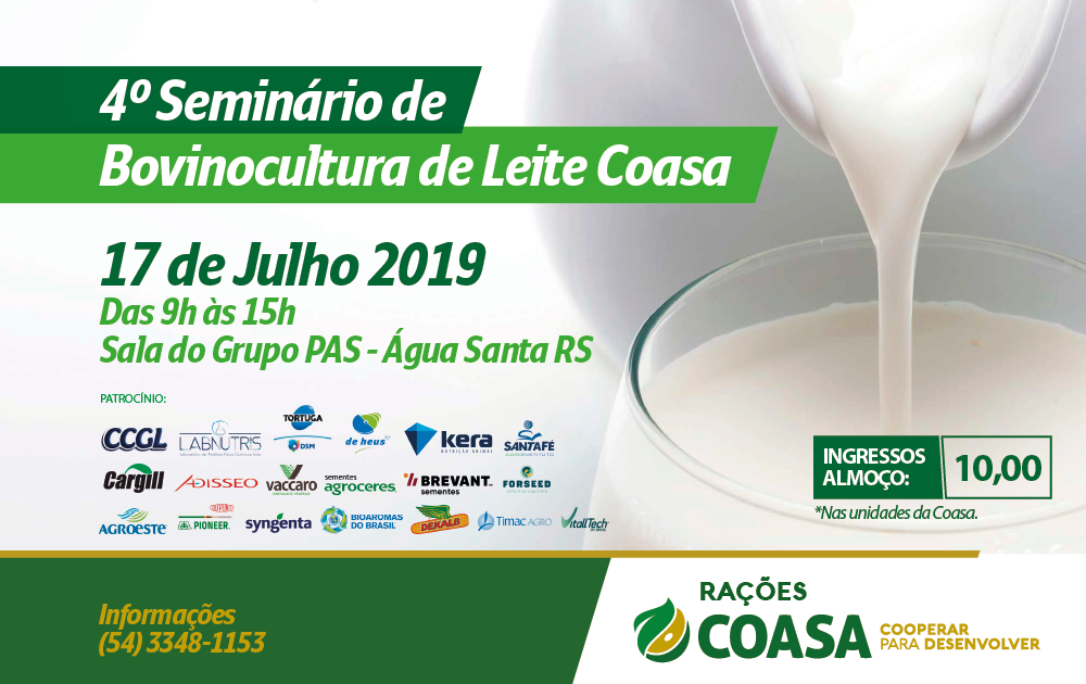 Gestão, assistência e manejos serão destaques no Seminário de Bovinocultura de Leite Coasa