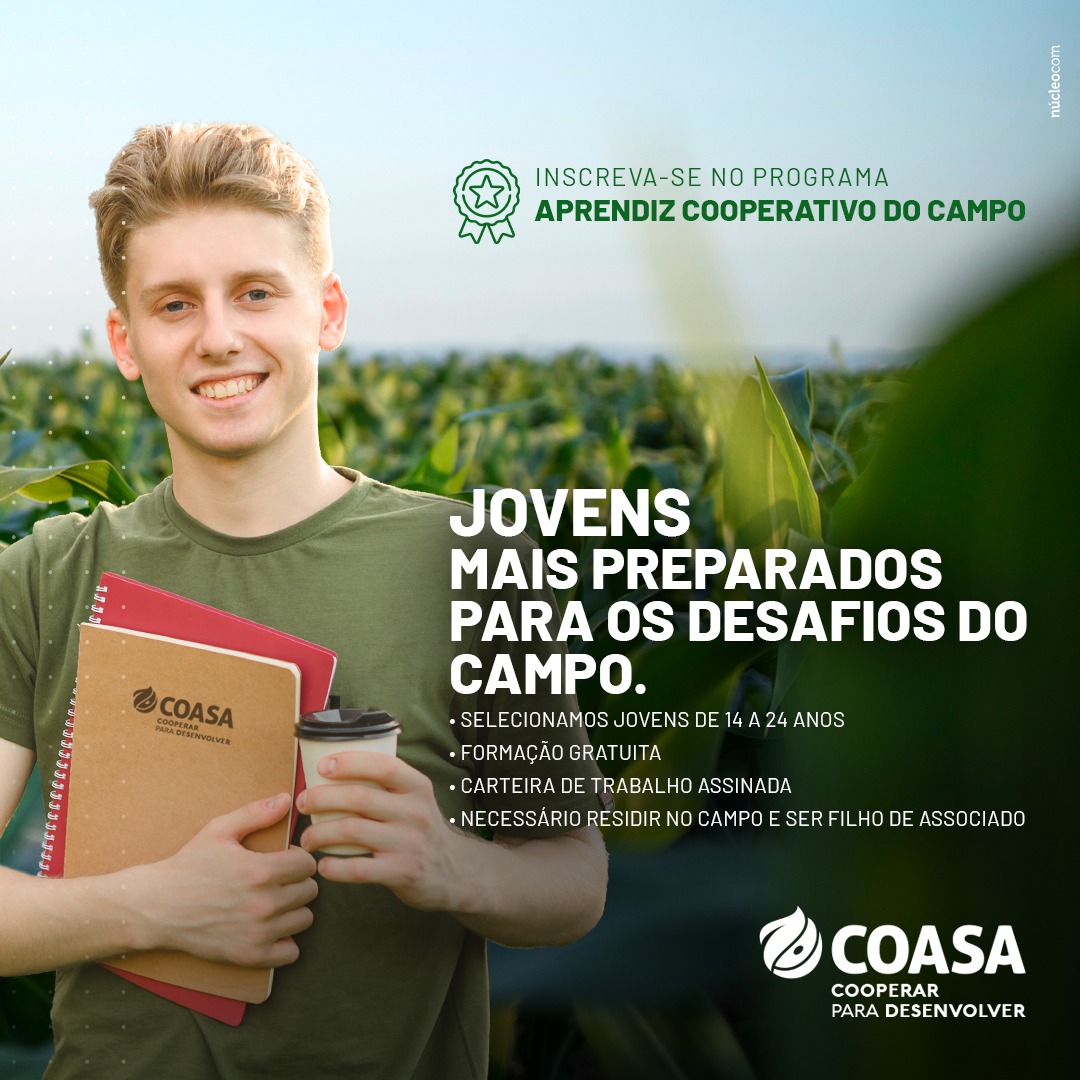 Coasa abre inscrições para o programa Aprendiz Cooperativo do Campo