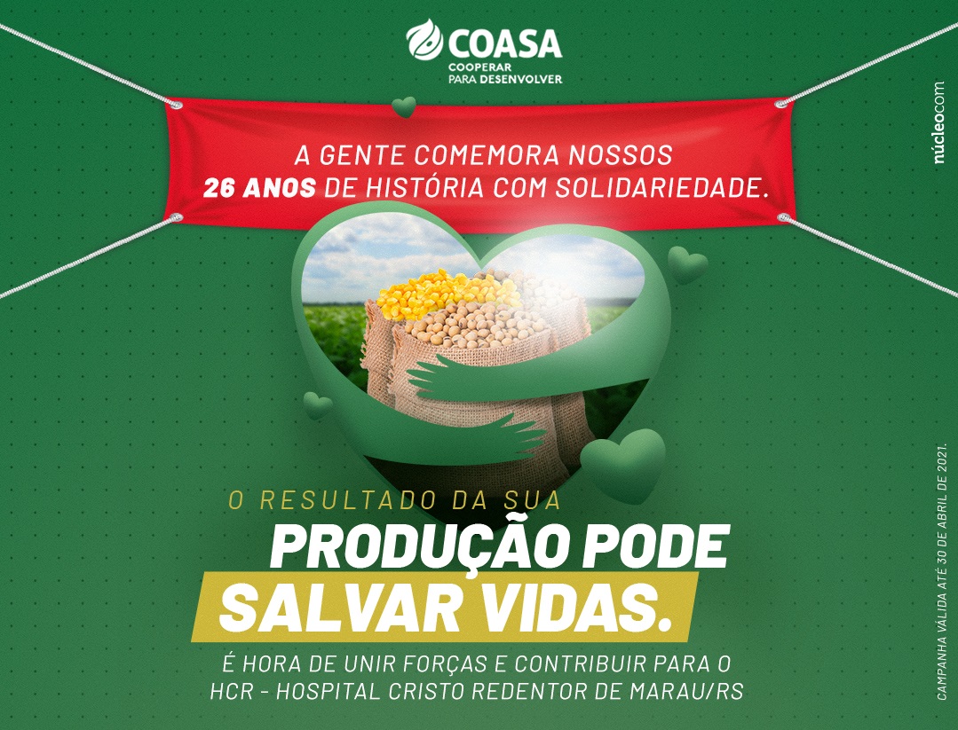 Coasa integra e estimula a participação de agricultores na campanha “Unidos pela vida”, em favor ao Hospital Cristo Redentor de Marau/RS