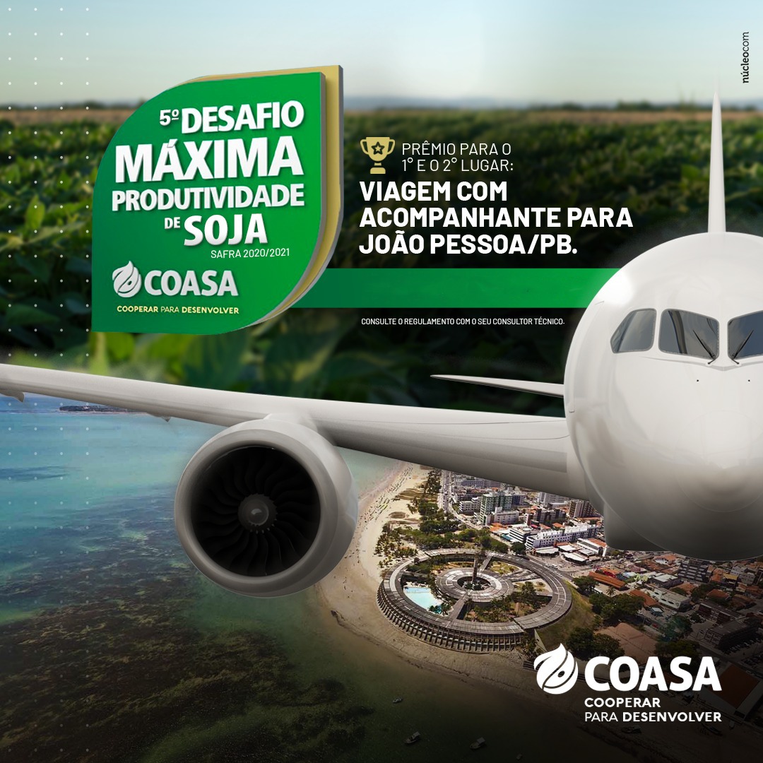 Coasa anuncia os campeões do 5º desafio Máxima produtividade de Soja, Safra 2020/2021