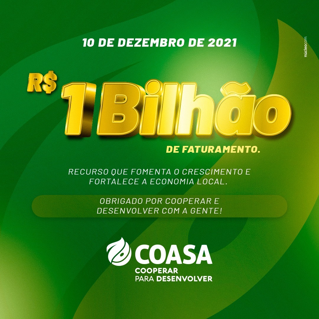 Coasa atinge marca de R$ 1 bilhão de faturamento