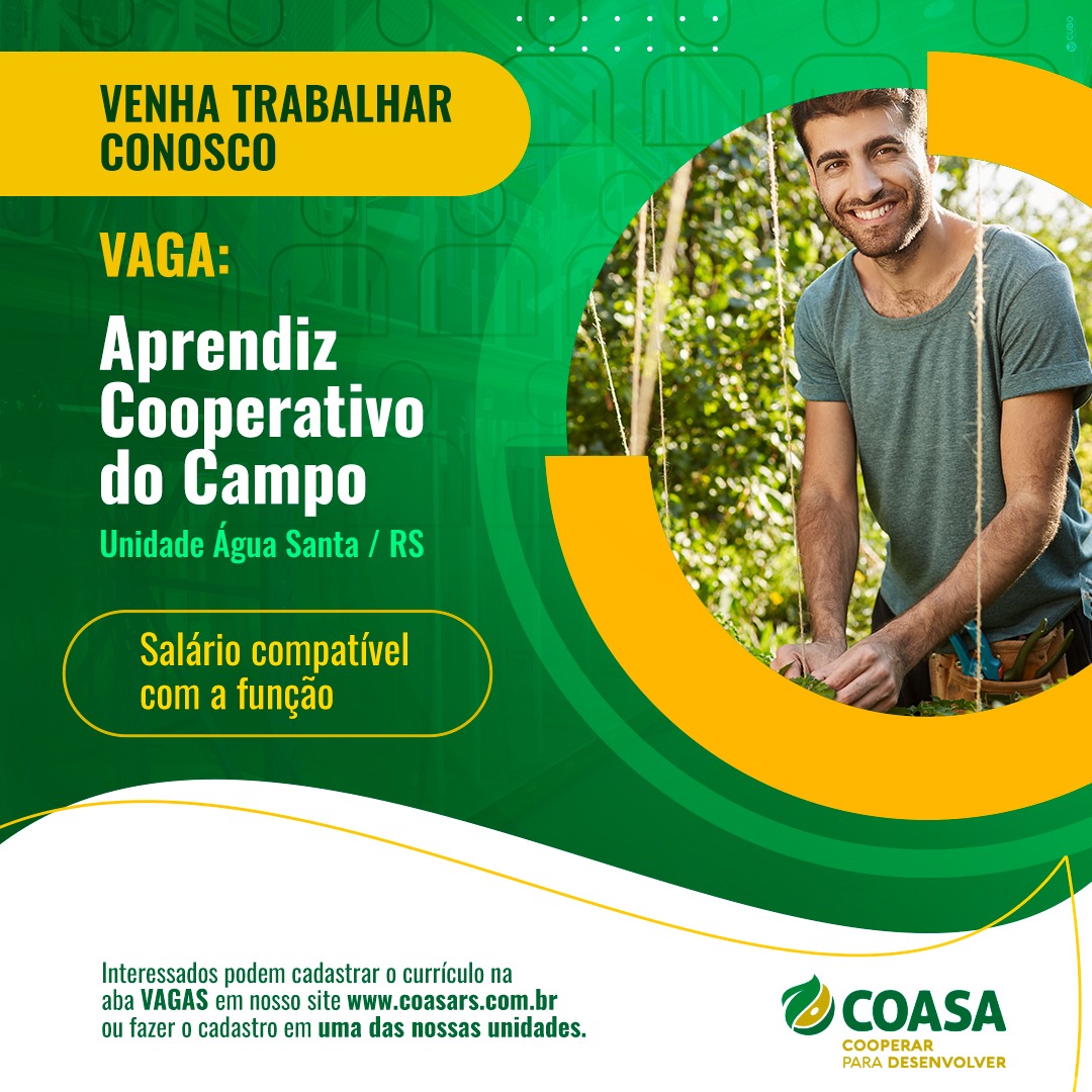 Coasa abre inscrições para o Programa Aprendiz Cooperativo do Campo